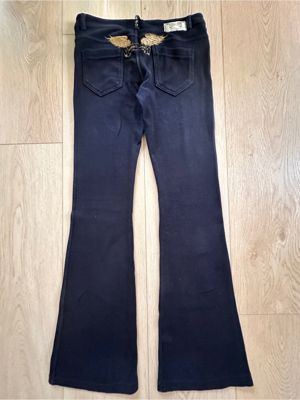 💫 RARE 🪽 Y2K Vintage ROBIN’S JEANS AUTHENTIC Black SOFT Women's Flare Pants